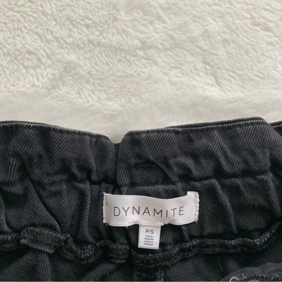 DYNAMITE | Black denim paper bag shorts - Picture 4 of 6